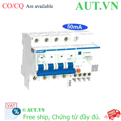 Ảnh của Át chống dòng rò CHINT NXBLE-32 4P C20 50mA 6kA 