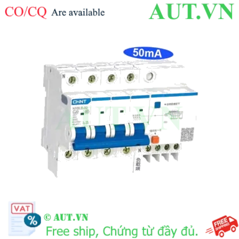 Ảnh của Át chống dòng rò CHINT NXBLE-32 4P C20 50mA 6kA 