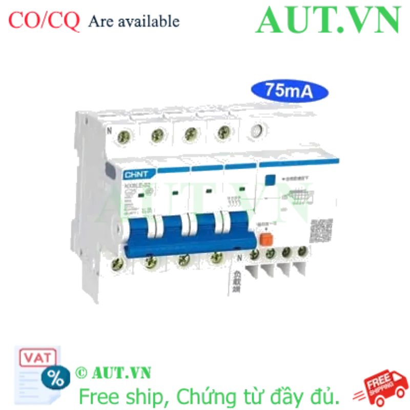Ảnh của Át chống dòng rò CHINT NXBLE-32 4P C25 75mA 6kA 
