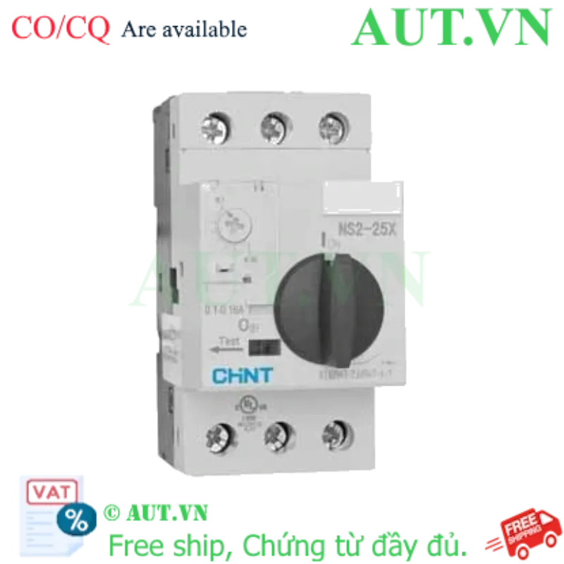 Ảnh của CB Bảo Vệ Động Cơ CHINT NS2-25X (0.1-0.16A) | Chống Mất Pha, Icu 100kA, Siêu Nhạy