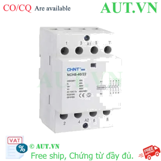 Ảnh của Khởi Động Từ CHINT NCH8-40/22 | 40A - 4 Cực - 2NO+2NC - 220V | AUT VN