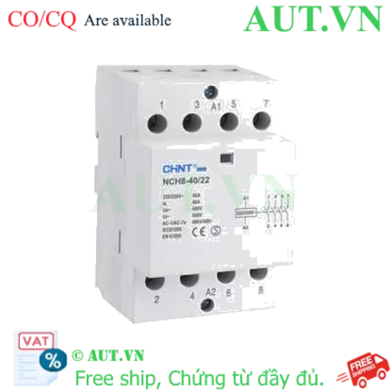 Ảnh của Khởi Động Từ CHINT NCH8-40/22 | 40A - 4 Cực (4P) - 2NO+2NC - 220V | AUT VN