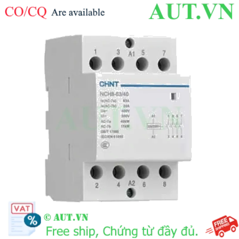 Ảnh của Khởi Động Từ CHINT NCH8-63/40 | 63A - 4P - 220/230VAC | Chịu Tải Nặng Chính Hãng AUT VN