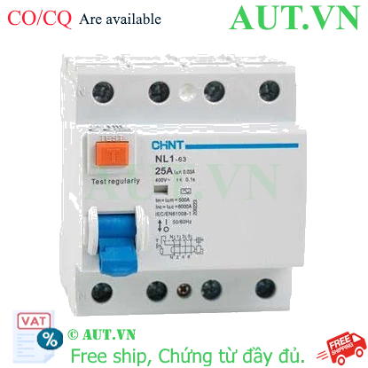 Ảnh của Cầu dao chống rò NL1-63 4P 25A 30mA AC 6kA CHINT