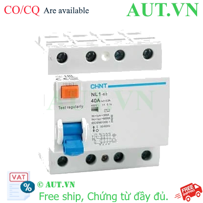 Ảnh của Aptomat chống giật CHINT NL1-63 4P 40A 300mA AC 6kA 