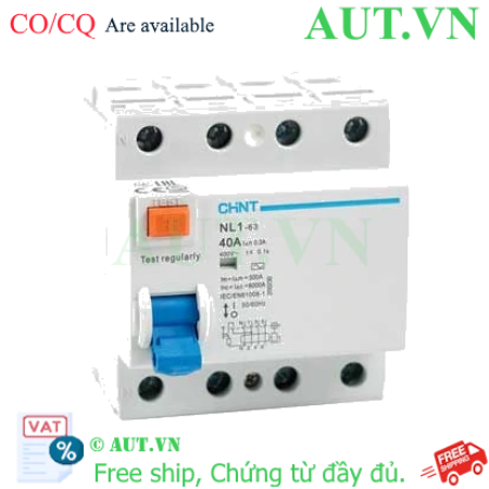 Ảnh của Aptomat chống giật CHINT NL1-63 4P 40A 300mA AC 6kA 