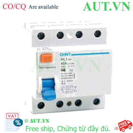 Ảnh của Aptomat chống giật CHINT NL1-63 4P 40A 30mA AC 6kA 