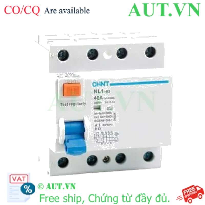 Ảnh của Aptomat chống giật CHINT NL1-63 4P 40A 30mA AC 6kA 