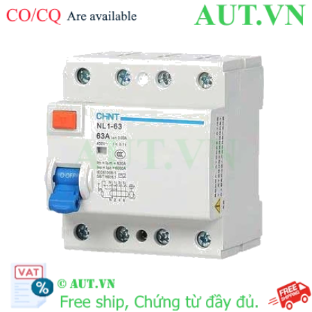 Ảnh của Aptomat chống giật CHINT NL1-63 4P 63A 30mA AC 6kA 