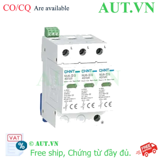 Ảnh của Chống sét lan truyền CHINT NU6-II G 40kA/320V 3P 