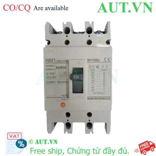 Ảnh của Áp tô mát CHINT NM1-125C/3300 63A - 3P, 63A, 20kA