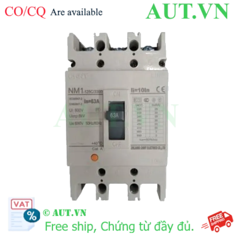 Ảnh của Áp tô mát CHINT NM1-125C/3300 63A - 3P, 63A, 20kA