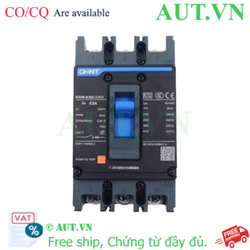 Ảnh của Aptomat 3 pha NXM-63S/3300 63A Chint - 3P, 63A, 25kA