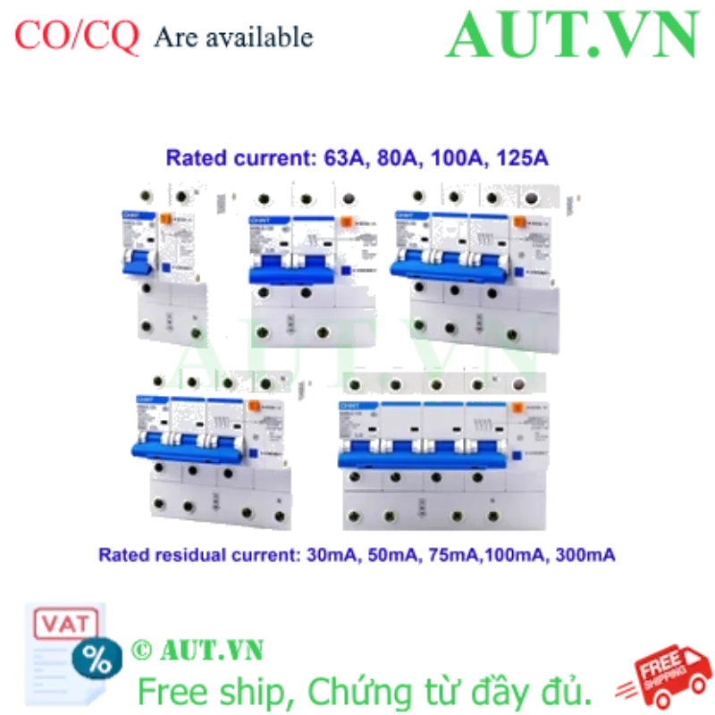 Ảnh của RCBO chống rò CHINT NXBLE-125 4P C80 100mA 