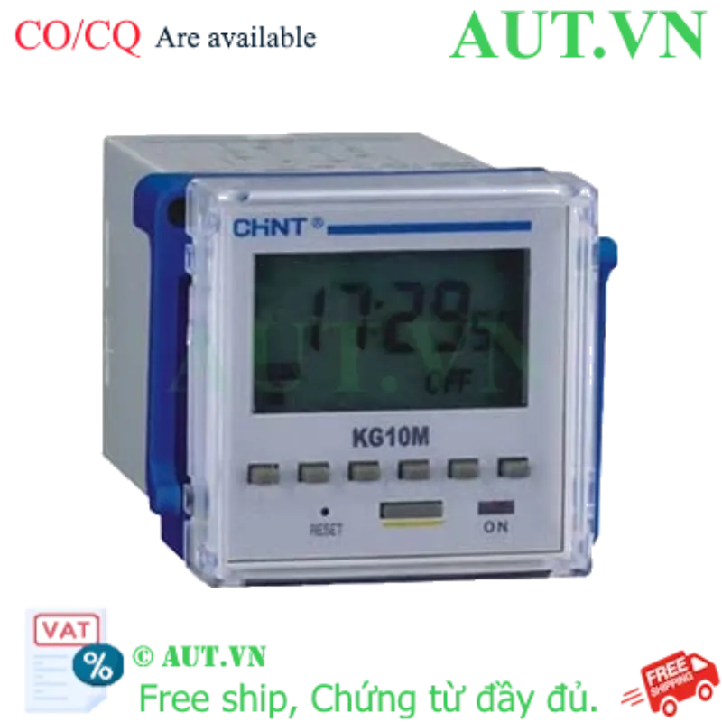 Ảnh của Công tắc hẹn giờ kỹ thuật số CHINT KG10M AC220V - Lập trình tuần, Màn hình LCD, Pin dự phòng | AUT VN