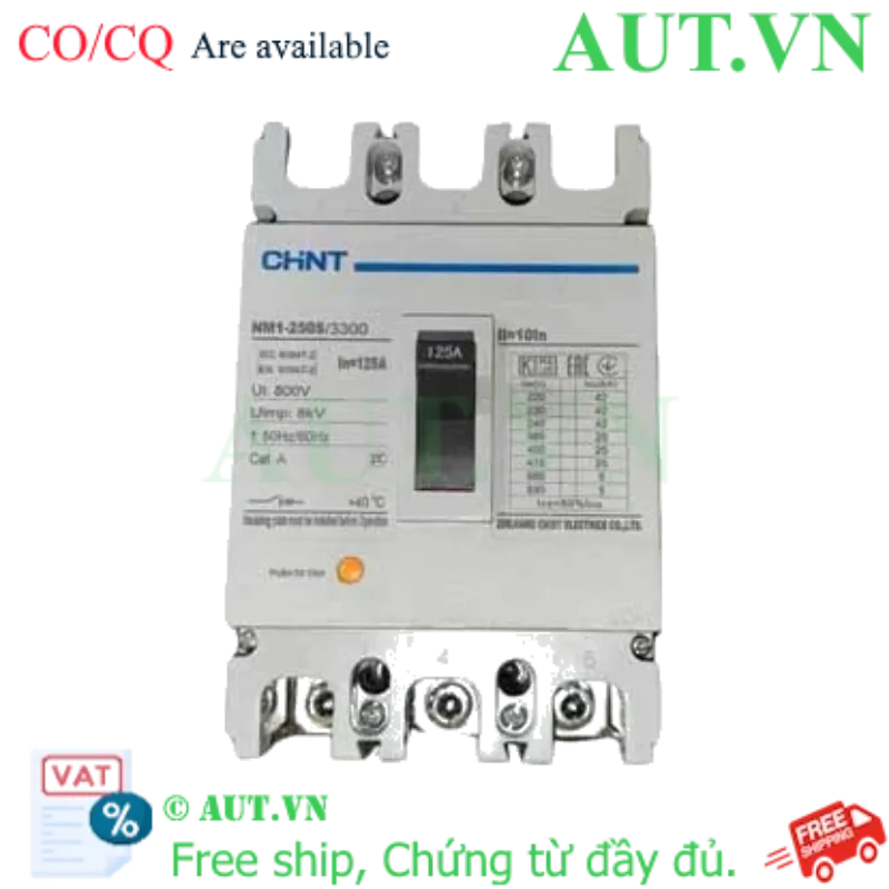 Ảnh của Áp tô mát 3 pha NM1-250S/3300 125A Chint điện áp 690VAC