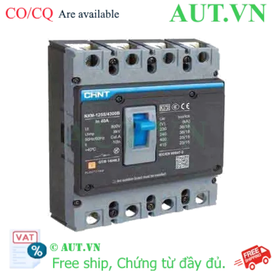 Ảnh của Aptomat MCCB NXM-125S/4300B 40A Chint - 4P, 40A, 25kA