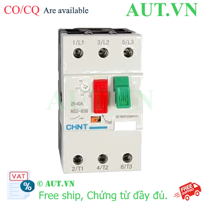 Ảnh của CB bảo vệ động cơ NS2-80B 25A-40A Chint - 3P, 25-40A, 50kA