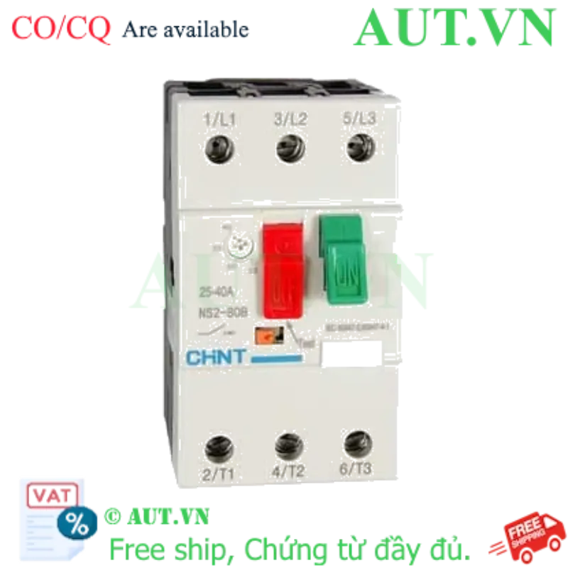 Ảnh của CB Bảo Vệ Động Cơ Chint NS2-80B (25-40A) | 3 Pha, Ngắt 50kA, Chống Cháy Motor | AUT VN