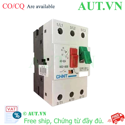 Ảnh của CB bảo vệ động cơ NS2-80B 40A-63A Chint - 3P, 25-40A, 50kA