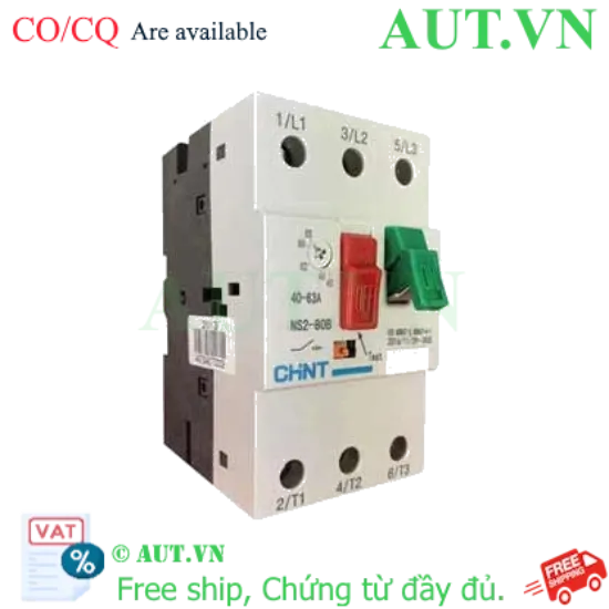 Ảnh của CB Bảo Vệ Động Cơ Chint NS2-80B (40A-63A) - 3 Pha, Cắt 50kA, Chống Quá Tải & Mất Pha | AUT VN