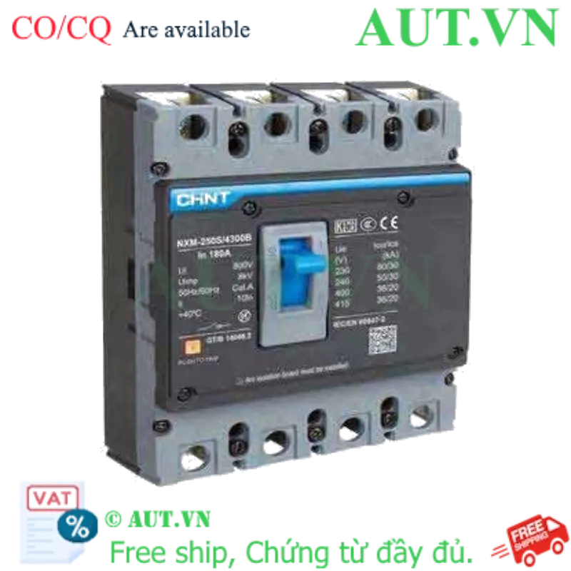 Ảnh của Aptomat MCCB NXM-250S/4300B 180A Chint - 4P, 180A, 36kA