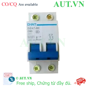 Ảnh của Áp tô mát 2 pha CHINT DZ47-60 C60-2P-4kA chính hãng