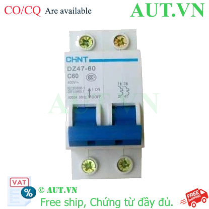 Ảnh của Áp tô mát 2 pha CHINT DZ47-60 C60-2P-4kA chính hãng
