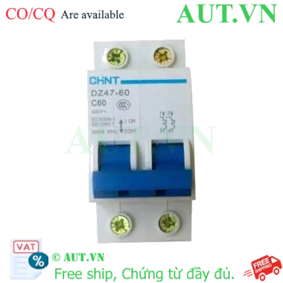 Ảnh của Áp tô mát 2 pha CHINT DZ47-60 C60-2P-4kA chính hãng