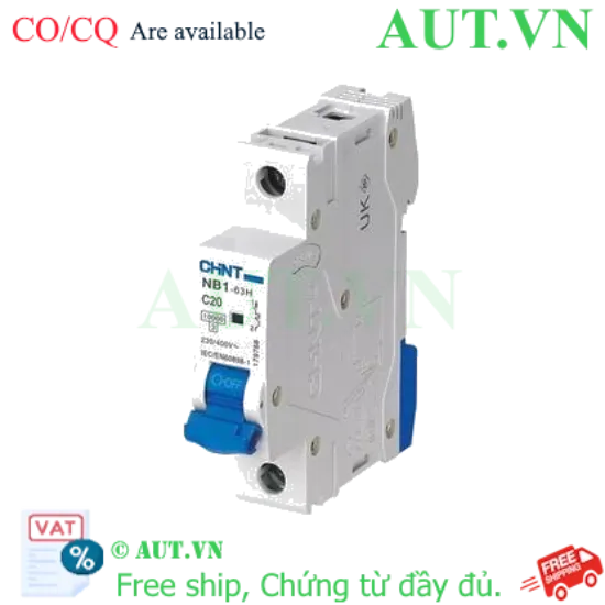 Ảnh của Áp tô mát CHINT NB1-63H 1P C20 10kA DB 