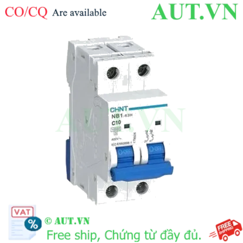 Ảnh của Áp tô mát CHINT NB1-63H 2P C10 10kA DB 
