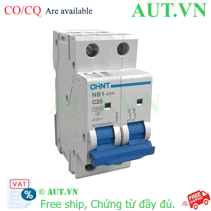 Ảnh của Áp tô mát CHINT NB1-63H 2P C20 10kA DB 