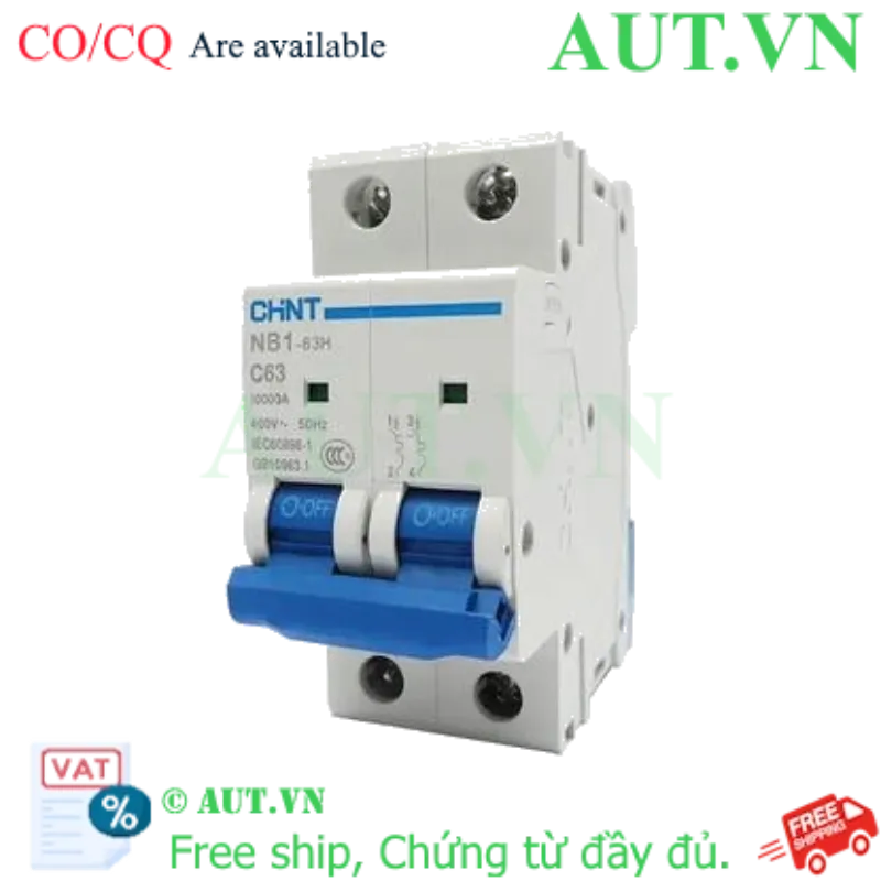Ảnh của Áp tô mát CHINT NB1-63H 2P C63 10kA 