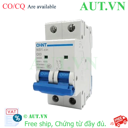 Ảnh của Áp tô mát CHINT NB1-63H 2P C63 10kA DB 