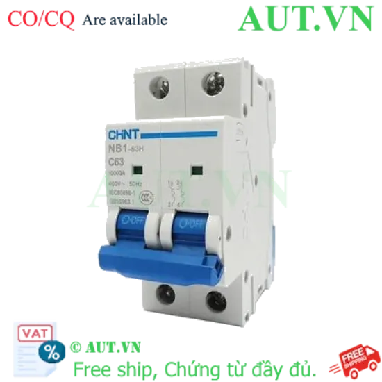 Ảnh của Áp tô mát CHINT NB1-63H 2P C63 10kA DB 