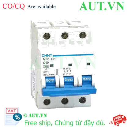 Ảnh của Áp tô mát CHINT NB1-63H 3P C10 10kA 