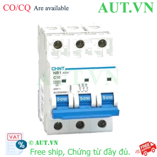 Ảnh của Áp tô mát CHINT NB1-63H 3P C10 10kA 