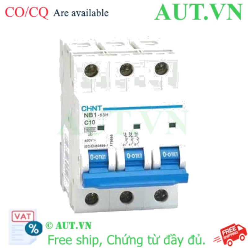 Ảnh của Áp tô mát CHINT NB1-63H 3P C10 10kA 