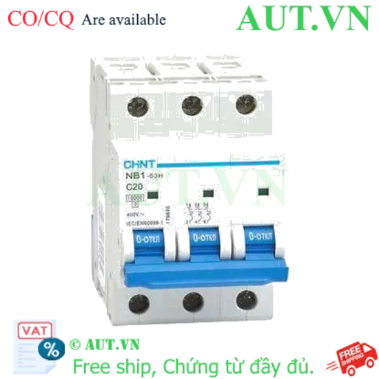 Ảnh của Áp tô mát CHINT NB1-63H 3P C20 10kA 