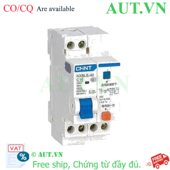 Ảnh của Áp tô mát chống giật (RCBO) CHINT NXBLE-40 1P+N C10 30mA 4.5kA 