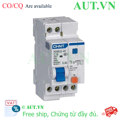 Ảnh của Áp tô mát chống giật (RCBO) CHINT NXBLE-40 1P+N C16 30mA 4.5kA 