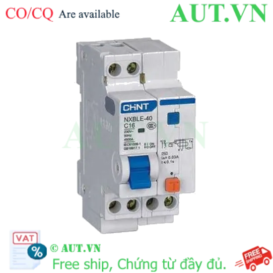 Ảnh của Áp tô mát chống giật (RCBO) CHINT NXBLE-40 1P+N C16 30mA 4.5kA 