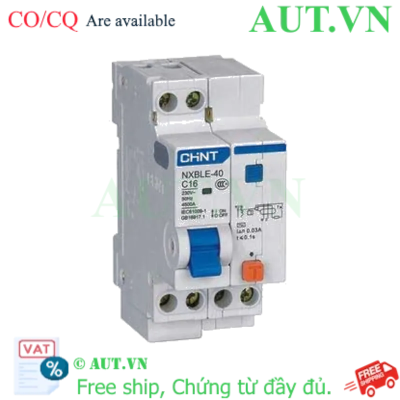 Ảnh của Áp tô mát chống giật (RCBO) CHINT NXBLE-40 1P+N C16 30mA 4.5kA 