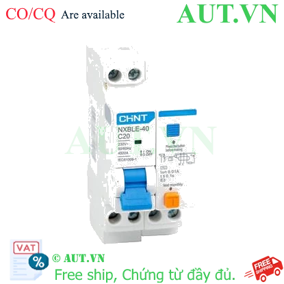 Ảnh của Áp tô mát chống giật (RCBO) CHINT NXBLE-40 1P+N C20 10mA 4.5kA 