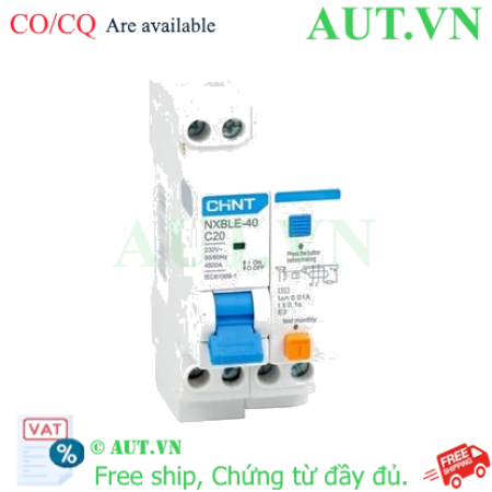 Ảnh của Áp tô mát chống giật (RCBO) CHINT NXBLE-40 1P+N C20 10mA 4.5kA 