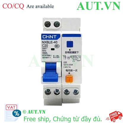 Ảnh của Áp tô mát chống giật (RCBO) CHINT NXBLE-40 1P+N C20 30mA 4.5kA 