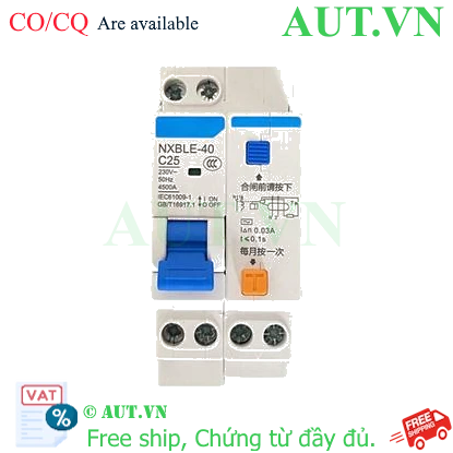 Ảnh của Áp tô mát chống giật (RCBO) CHINT NXBLE-40 1P+N C25 30mA 4.5kA 