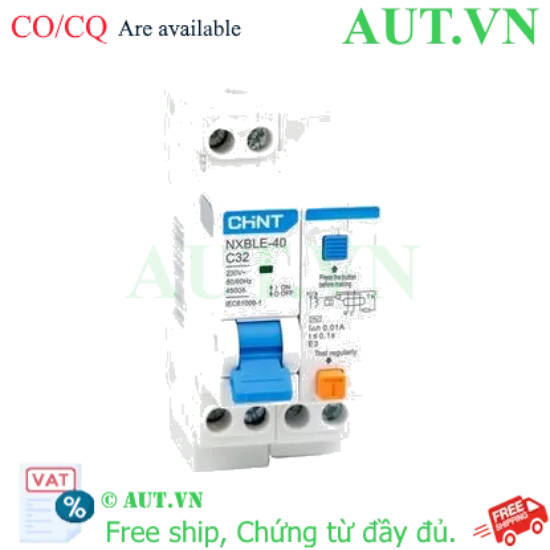 Ảnh của Áp tô mát chống giật (RCBO) CHINT NXBLE-40 1P+N C32 10mA 4.5kA 