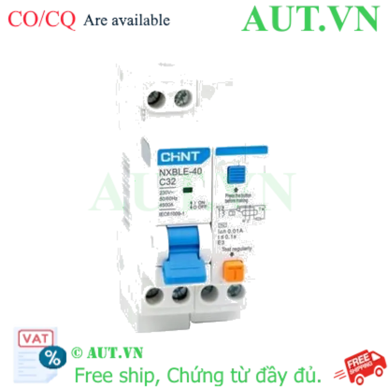 Ảnh của Áp tô mát chống giật (RCBO) CHINT NXBLE-40 1P+N C32 10mA 4.5kA 