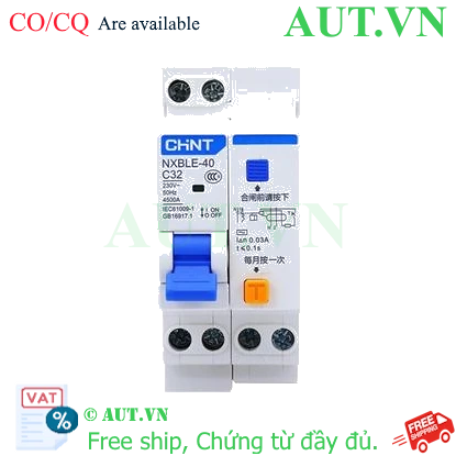 Ảnh của Áp tô mát chống giật (RCBO) CHINT NXBLE-40 1P+N C32 30mA 4.5kA 